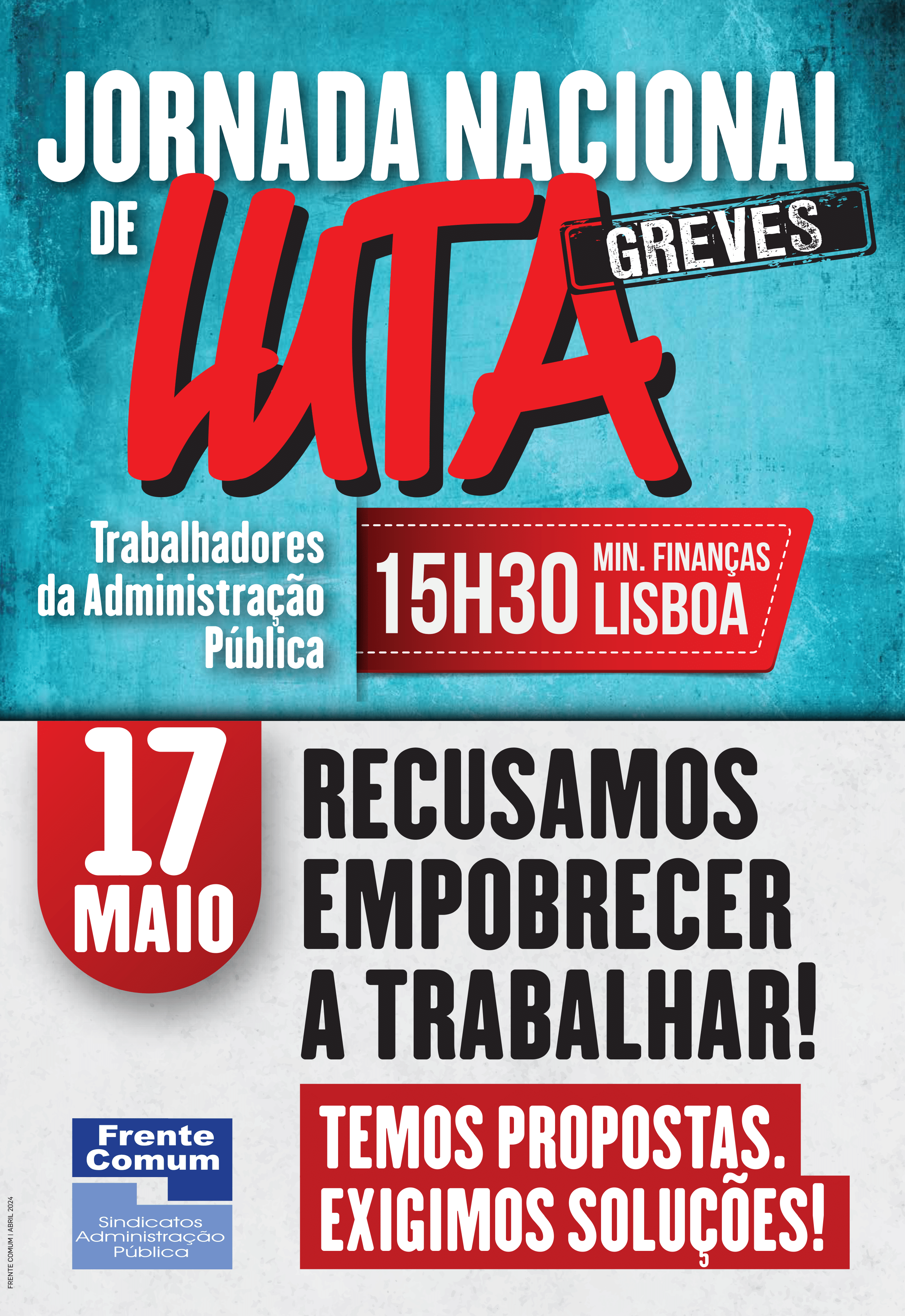 Trabalhadores da Administração Pública saem à rua no dia 17 de Maio - Greve Nacional